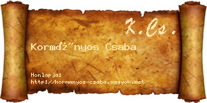 Kormányos Csaba névjegykártya