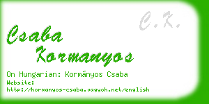 csaba kormanyos business card